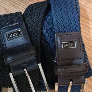 Greg Norman Collection Black and Navy Woven Belts size 38